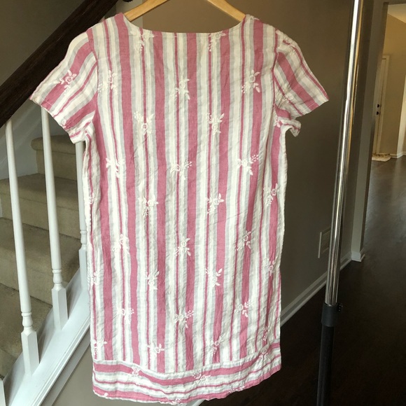 Everly Red and Blue Striped Boho Mini Dress Sz Sm - Picture 3 of 6
